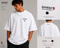 Shoesit Black Hematite Energy Tee – White Oversize 260 GSM