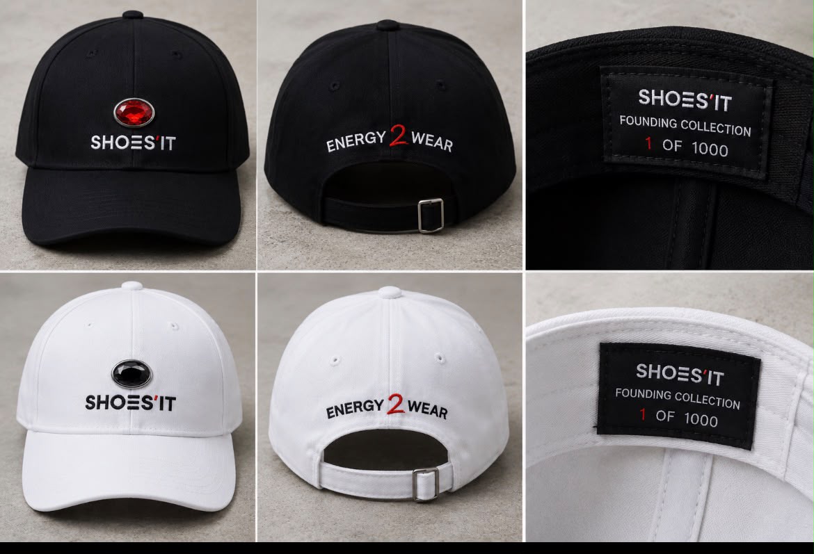 Shoesit signature energy caps in black and white