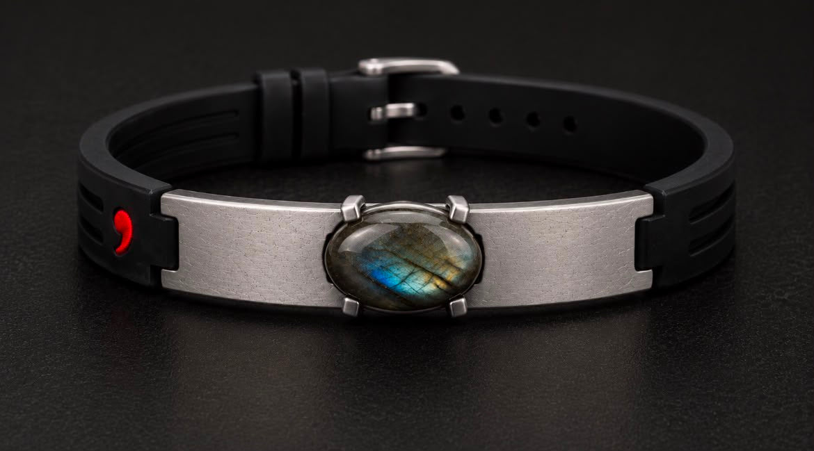 Shoesit Labradorite Energy Bracelet with black sport strap