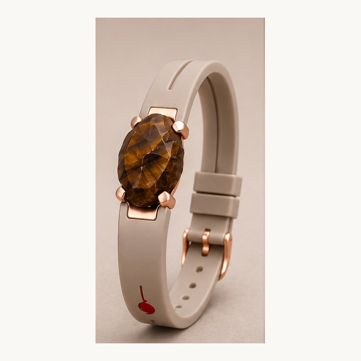 Shoesit Tiger Eye Energy Bracelet with soft neutral strap