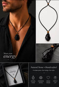 Shoesit Black Onyx Raw Stone Cord Necklace gift collage