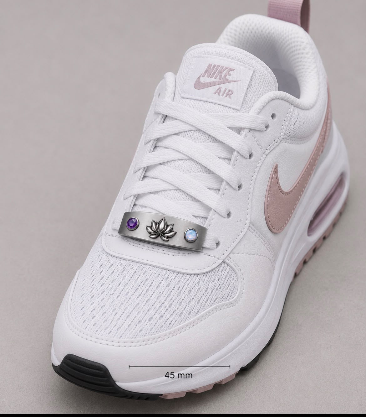 Shoesit lotus stone shoe jewelry attachment on white sneaker